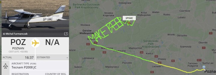 „Make Beer, Not War.“ Poľský pilot nakreslil lietadlom protivojnové heslo, lebo nesúhlasí s dianím na Ukrajine