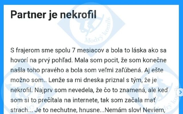 „Partner na mňa napľul počas intímností. Čo si o tom myslíte?“ Instagram Modrý komik zverejňuje bizarnosti z mamičkovského portálu