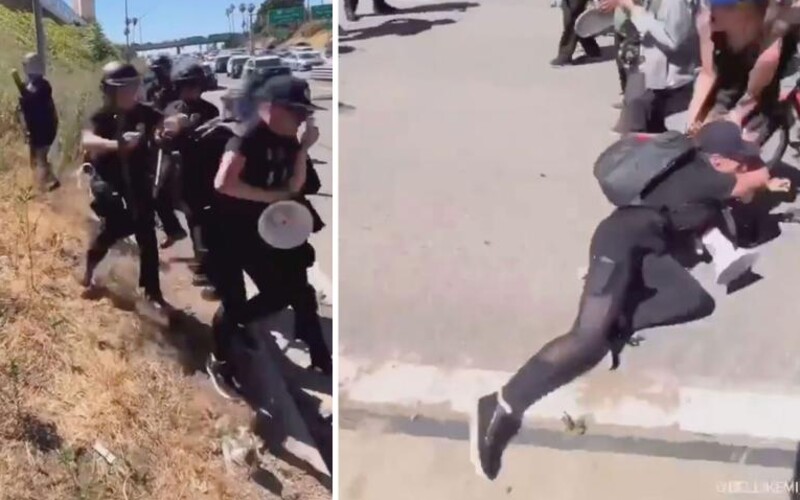 VIDEO: Policie v USA tvrdě zasahuje proti pro-choice protestujícím. V Los Angeles zakročili i proti novinářům.