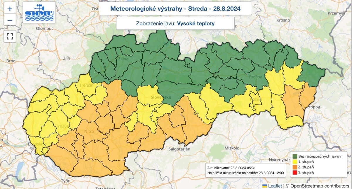 mapa , počasie