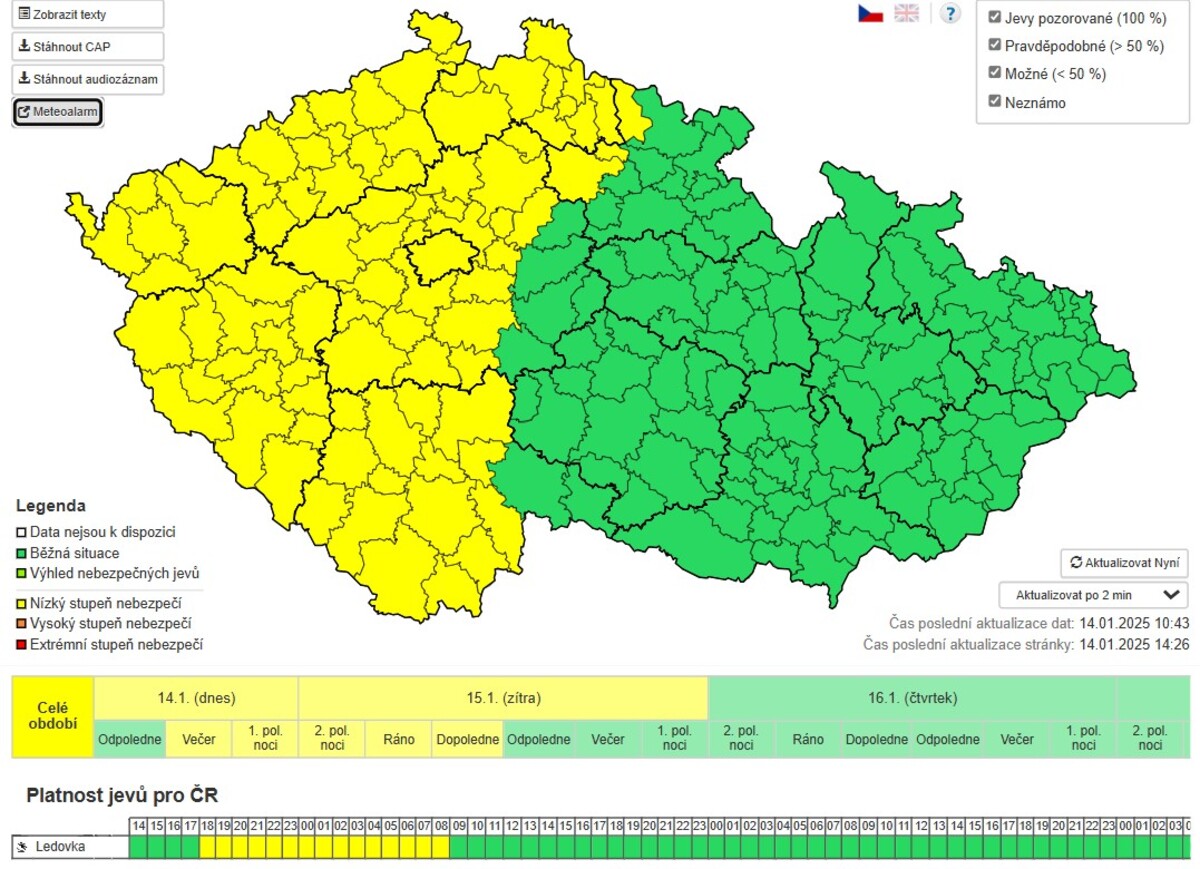 mapa, ledovka