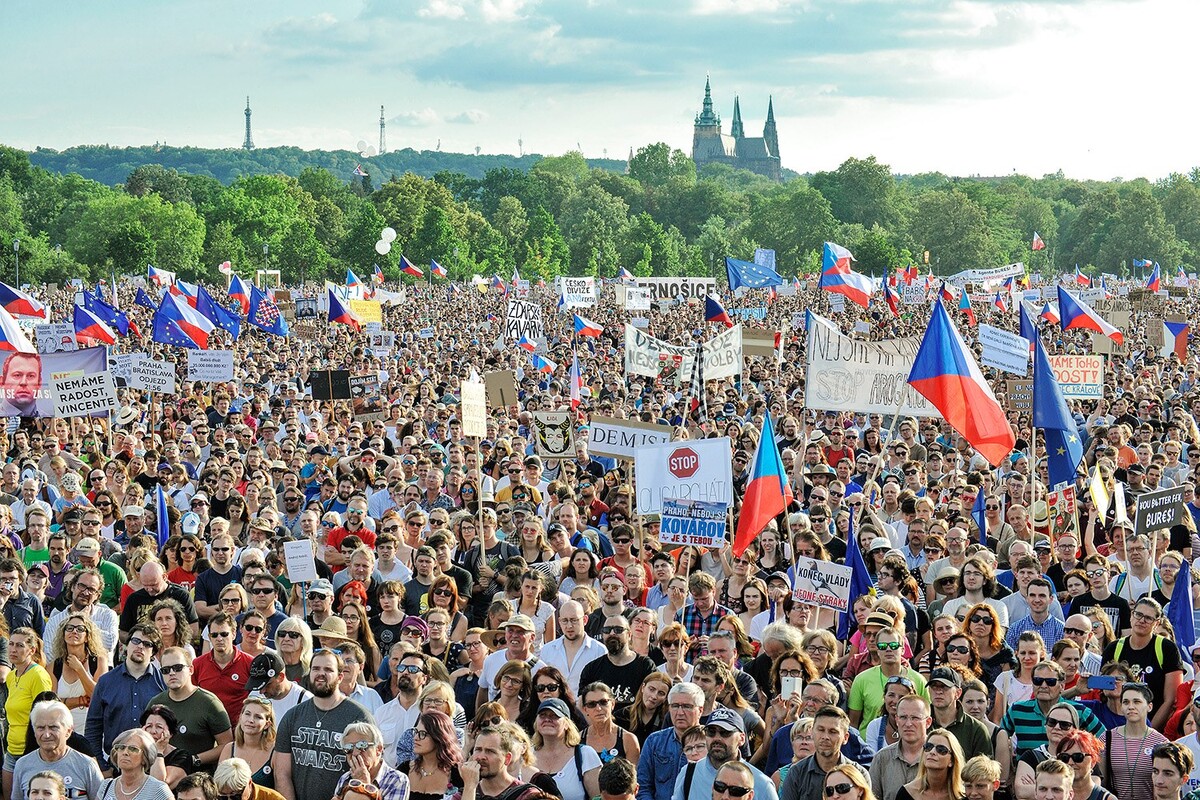 Jeden z protestů proti vládě Andreje Babiše v roce 2019.