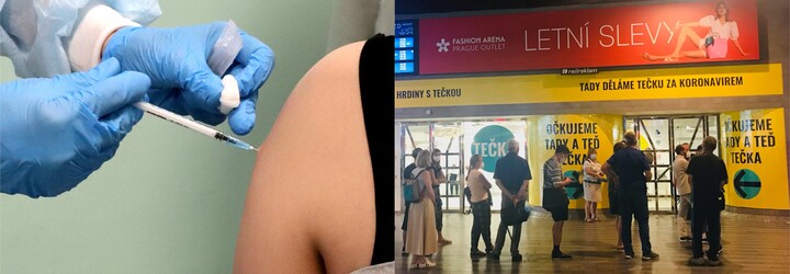 Očkování bez registrace: Na místě jsou dlouhé fronty, soutěž o iPhone 12 a tenisky ale hlavní motivací zájemců není (Reportáž)
