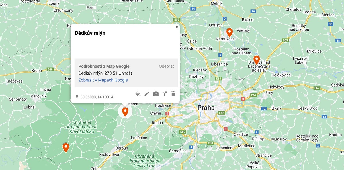 mapa, středočeský kraj