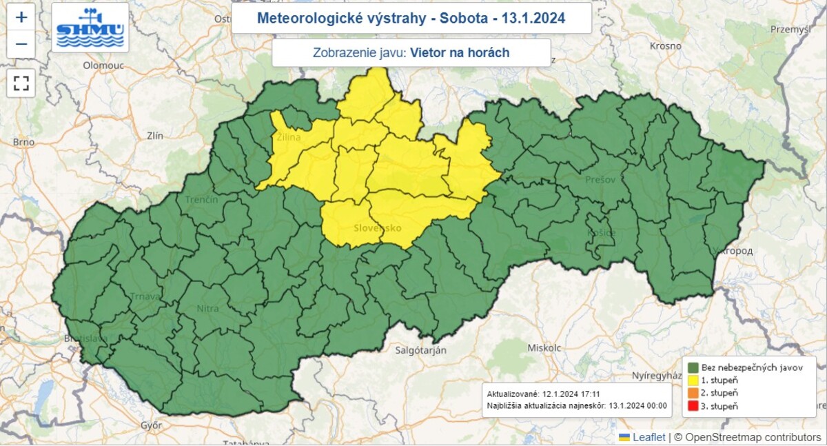 Výstrahy pred vetrom na horách.