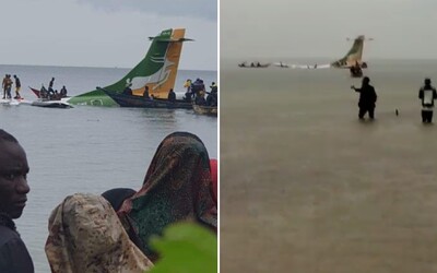 VIDEO: Tanzanské dopravní letadlo se zřítilo do jezera, zatím bylo zachráněno 15 pasažérů.