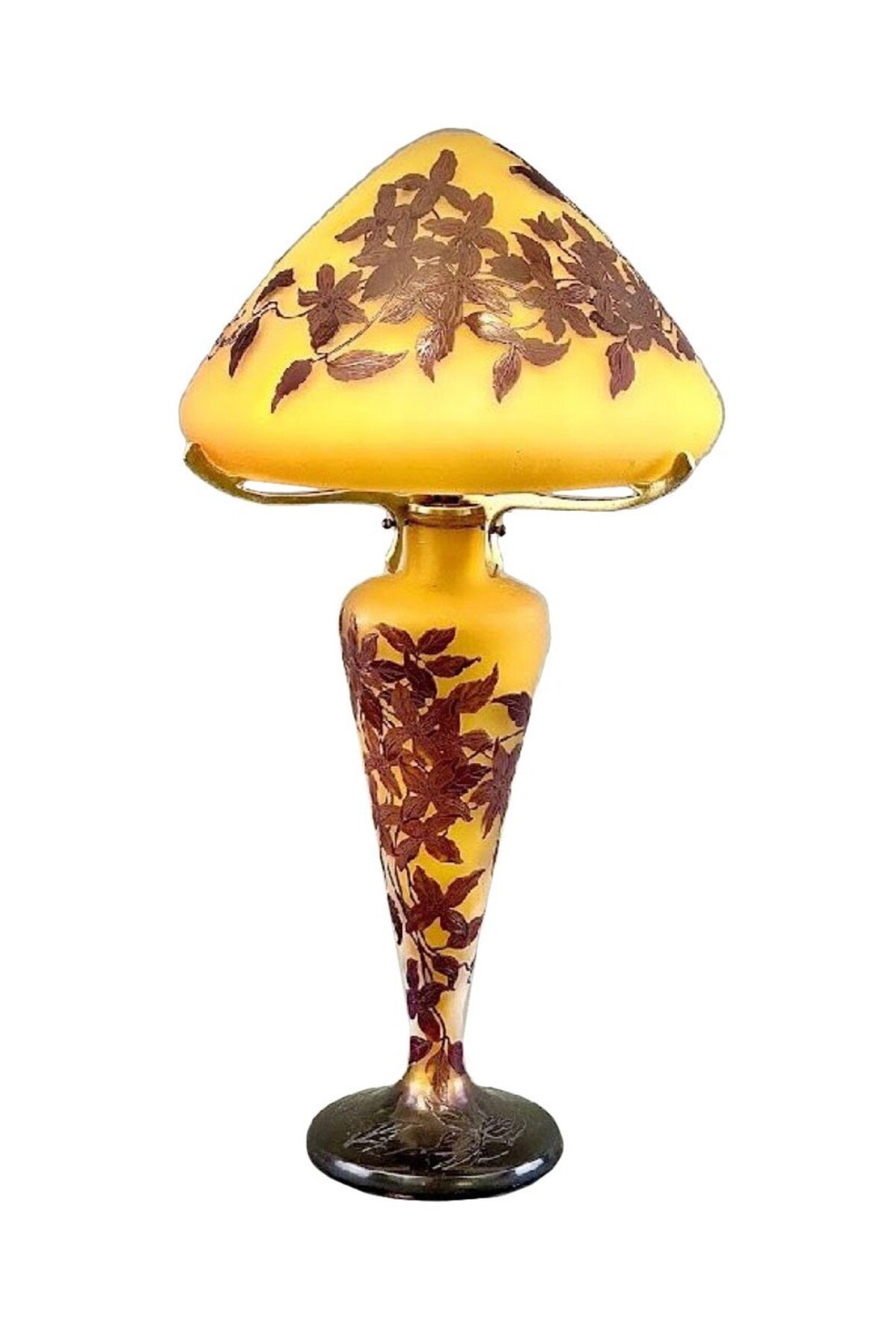 Emile Gallé – Lampe Champignon Art nouveau „Clématites“.