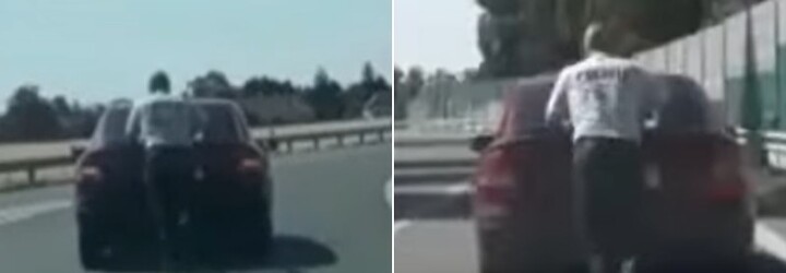 VIDEO: Policajti zo Sládkovičova pomohli manželom, ktorým došlo palivo. Ich auto tlačili na pumpu vyše pol kilometra