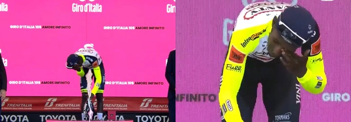 VIDEO: Cyklista vyhral 10. etapu na Giro d'Italia, pri oslave si strelil korkom od prosecca do oka. Z pretekov musel odstúpiť