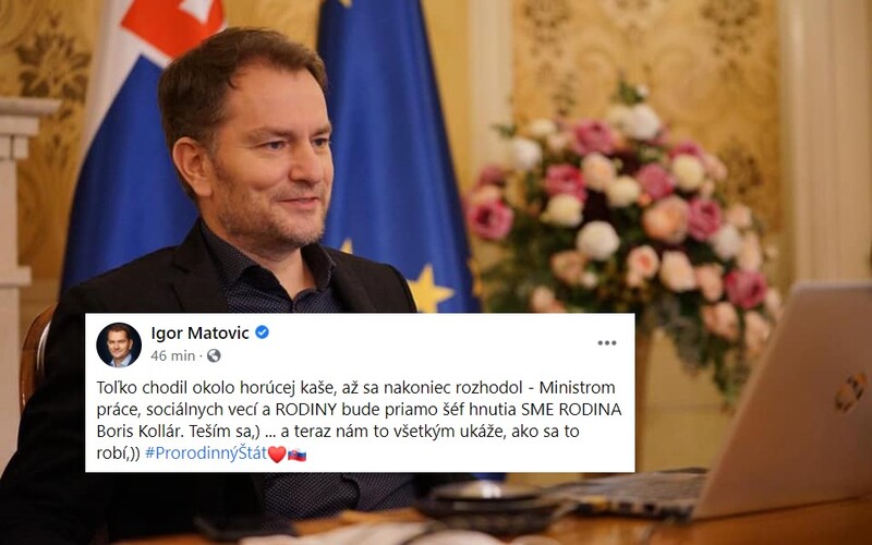 Boris Kollár bude ministrom práce, sociálnych vecí a rodiny, vtipkuje Matovič na 1. apríla.