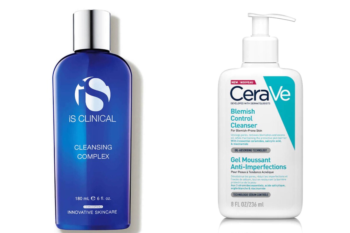 Vľavo iS Clinical Cleansing Complex (45 eur), vpravo Cerave Blemish Control Cleanser (13 eur).