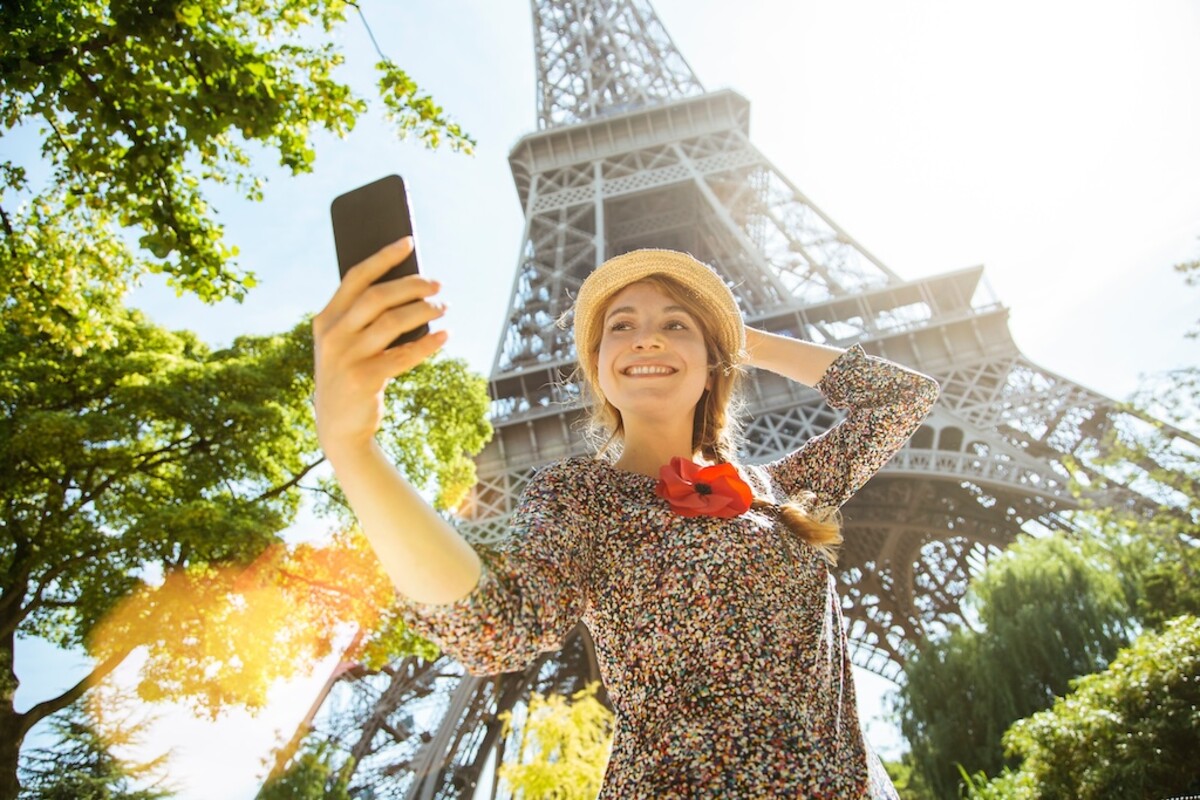 cestování, Paříž, Eiffelova věž, selfie