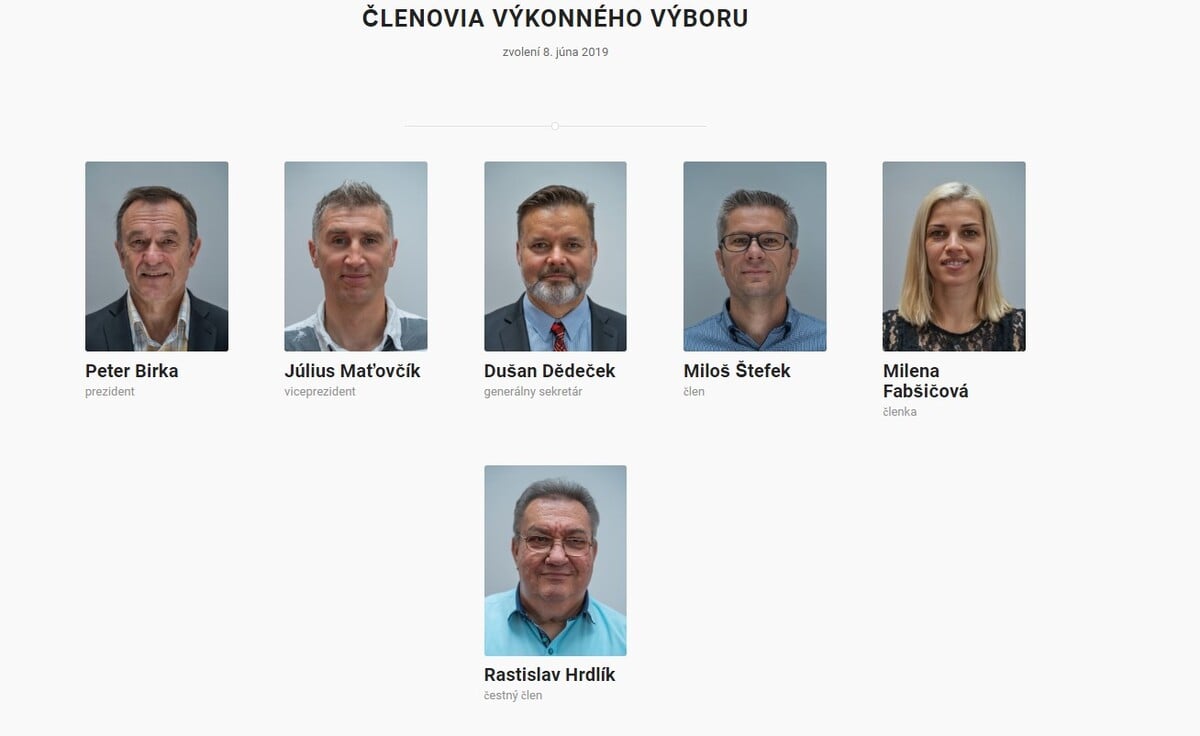 Členovia výboru podľa webu v čase pred autonehodou na Zochovej.