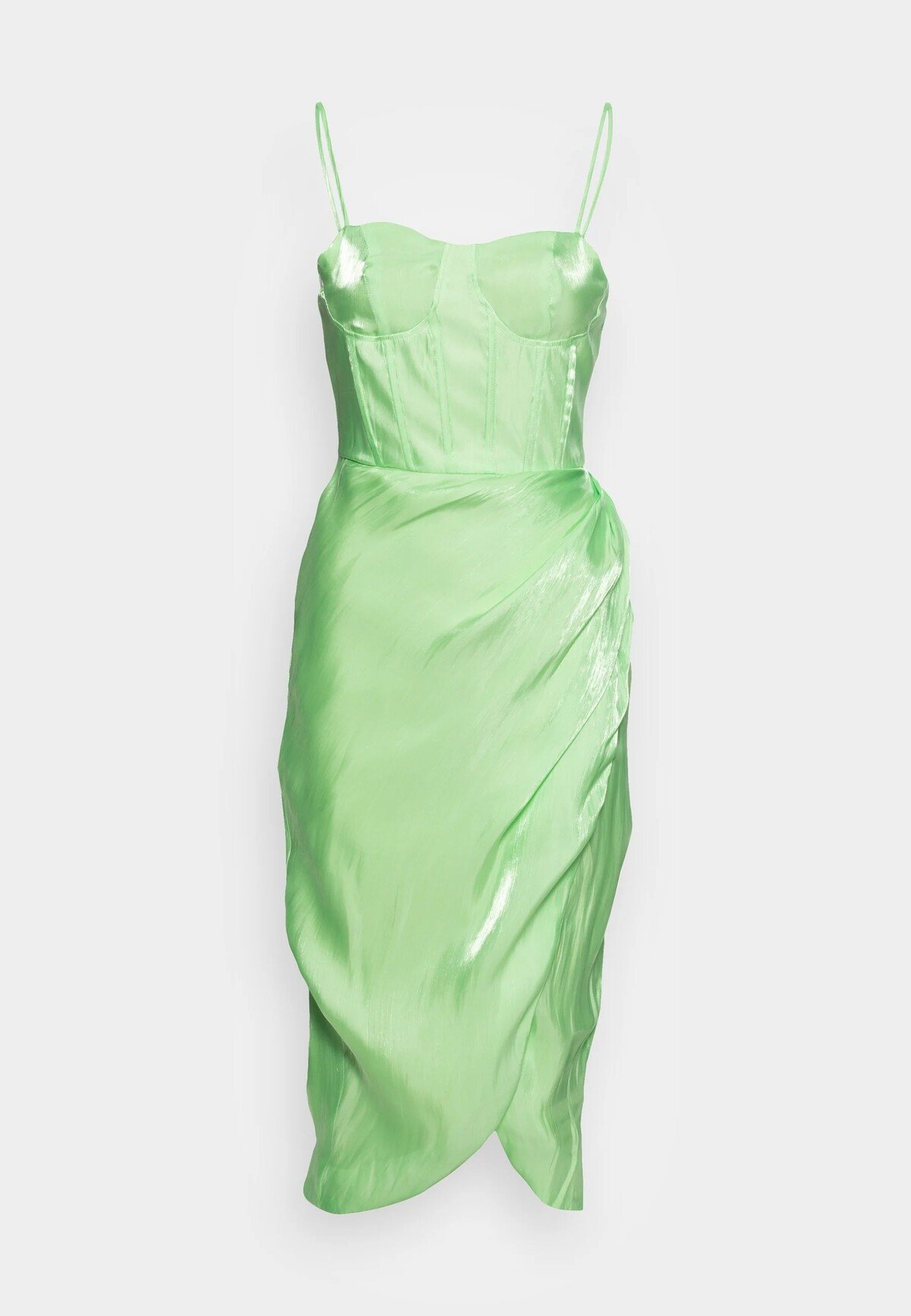 Bledozelené koktailové šaty CORSET STRAPPY WRAP MIDI DRESS ti značka Glamorous ponúka za 59,49 eur.