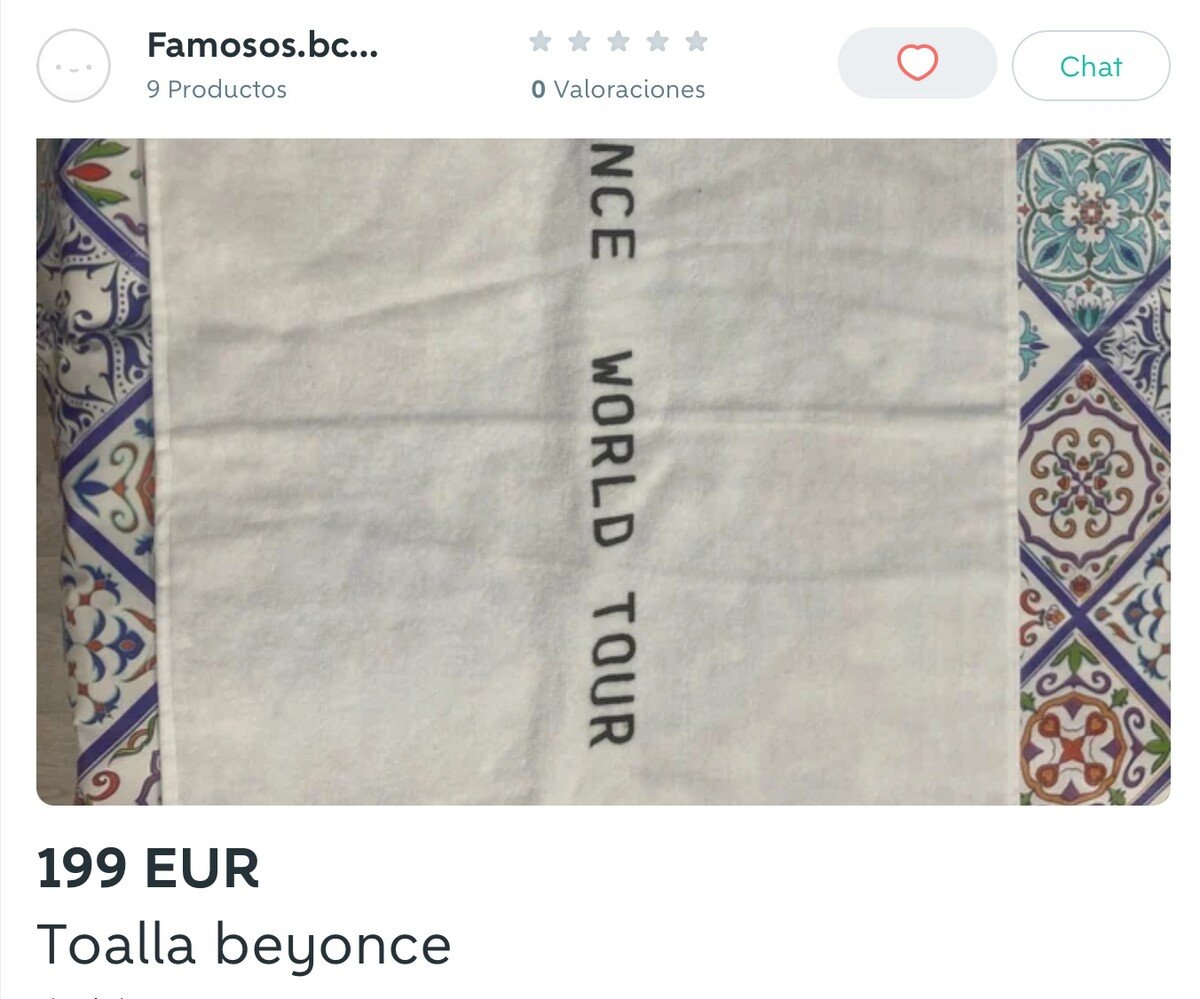 Inzerát na predaj uteráka od Beyoncé.