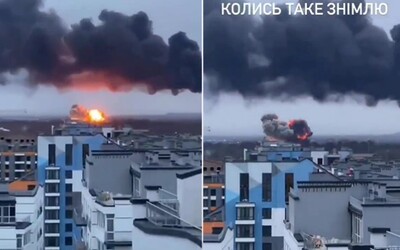 Válka na Ukrajině: Exploze jsou vidět i 160 kilometrů od slovenské hranice ve městě Ivano-Frankivsk.