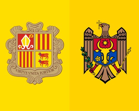 Podobnou kombinaci barev jako Rumunsko s podobným umístěním státního znaku na vlajce mají spolu dva další evropské státy. Které to jsou?