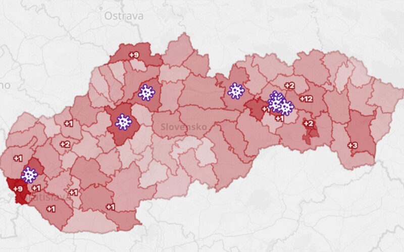 MAPA: Odtiaľto je 53 nových nakazených Covid-19 na Slovensku. Východ krajiny zasiahol prírastok najviac.