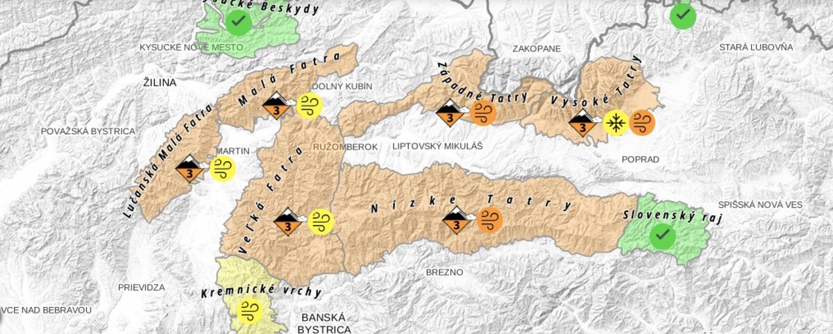 mapa, pohoria, lavíny