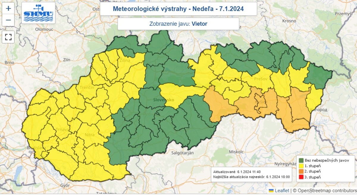 Výstraha pred silným vetrom.