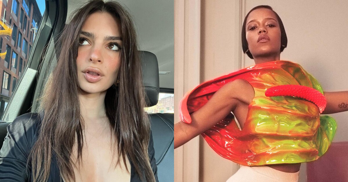 VIDEO: Emily Ratajkowski přišla na přehlídku Loewe oblečená jen v květu anturie