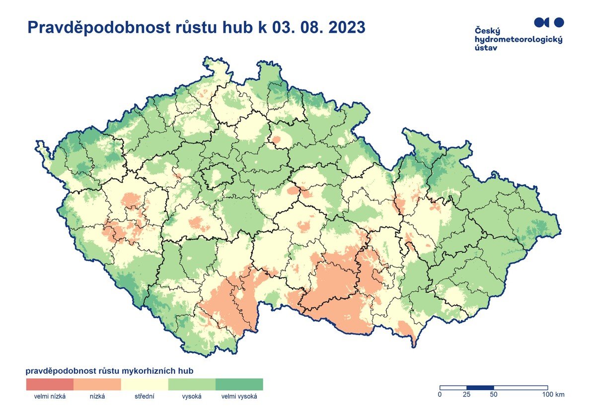 Houby, Mapa hub, Výskyt hub, Český hydrometeorologický ústav