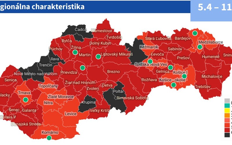 Takto budú vyzerať okresy od budúceho týždňa: Situácia na Slovensku sa podľa ministerstva zdravotníctva zlepšuje.