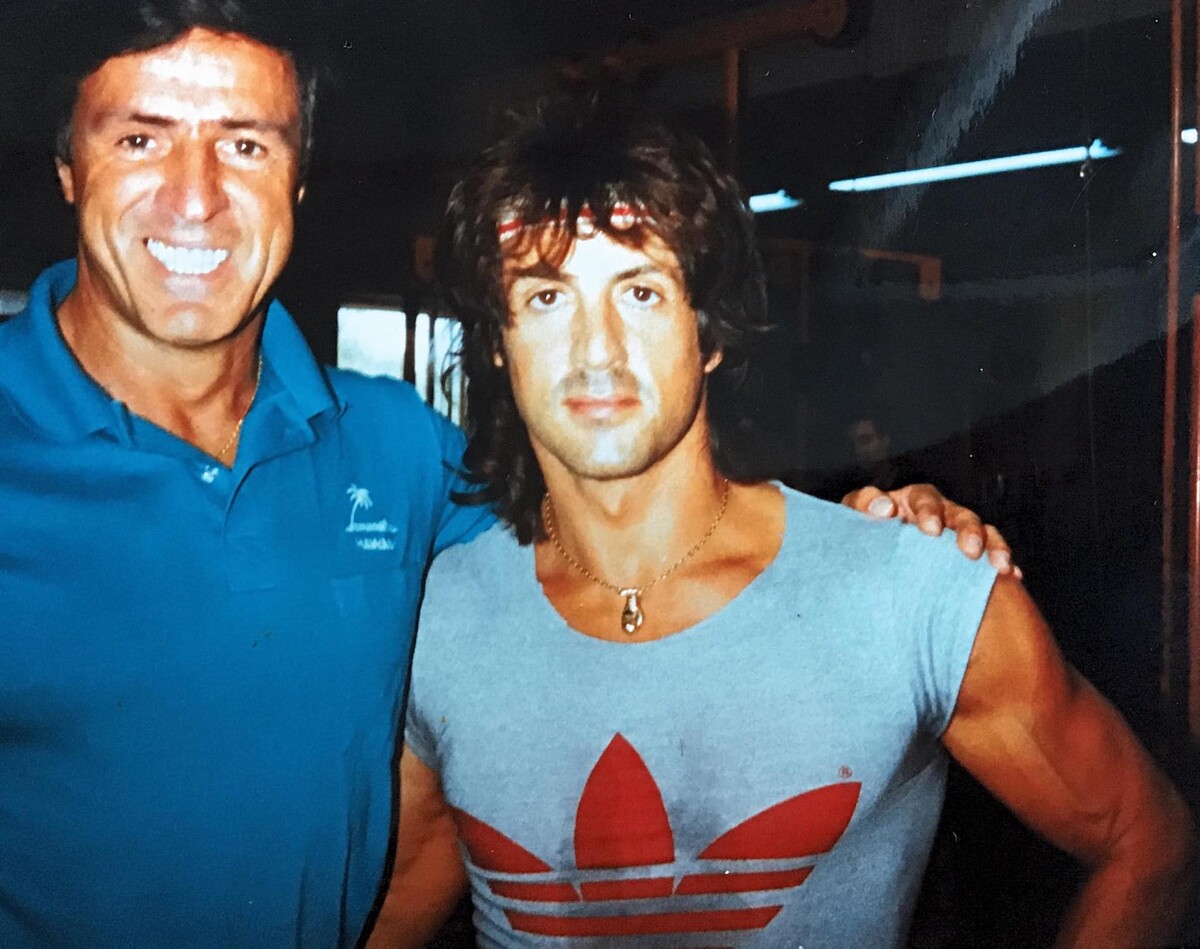1984. Juraj Višný a Sylvester Stallone, který se vrátil z natáčení Ramba II.