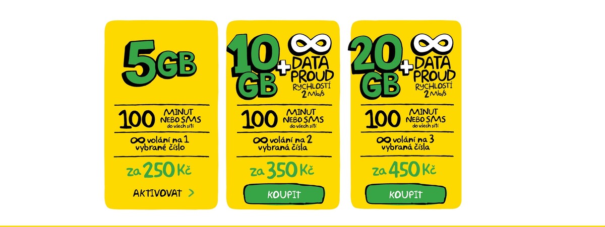 Kaktus, tarify, operátor