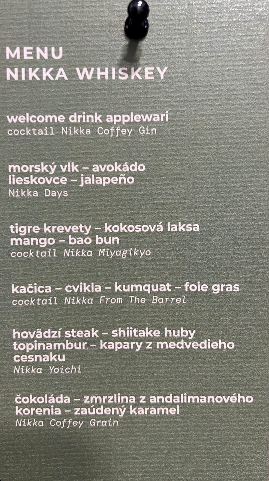 Menu v pripravovanom podniku Moozi.