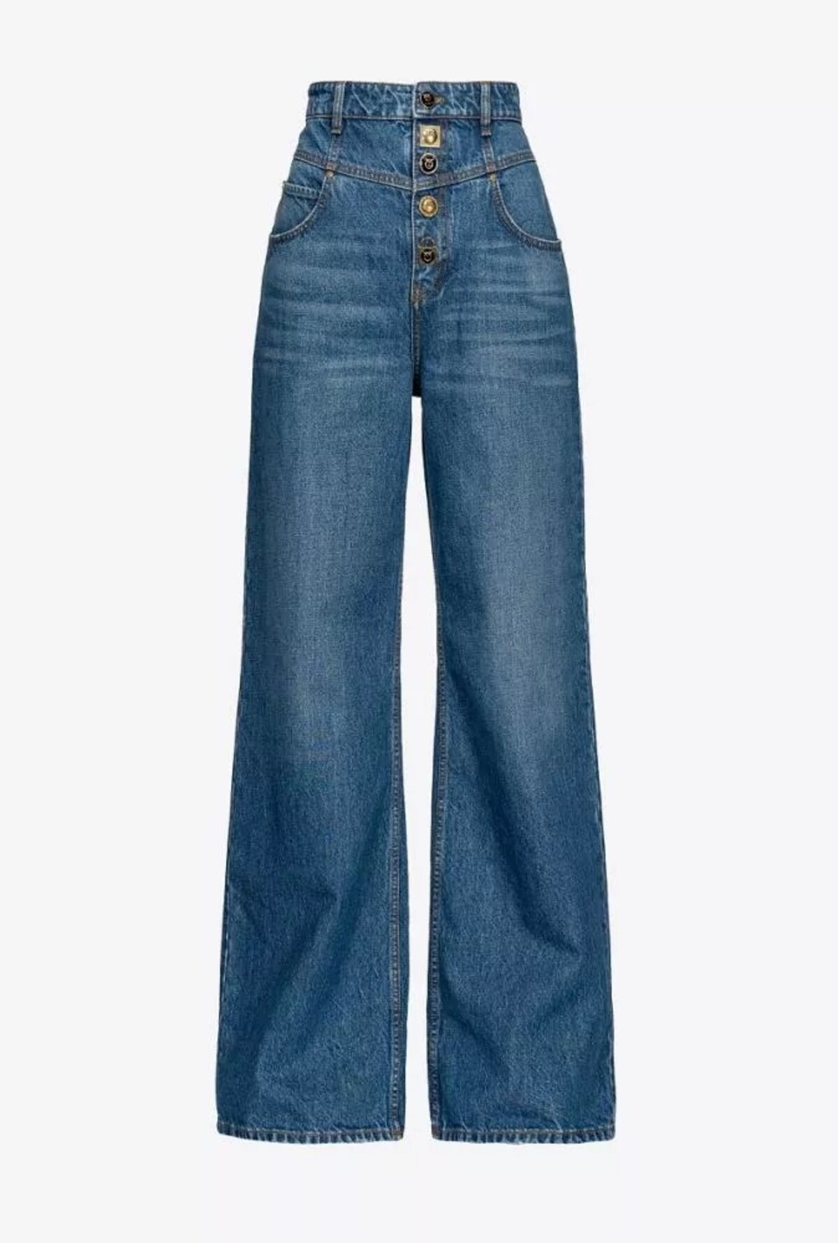 Široké džínsy PINKO s vreckami a výrazným gombíkovým zapínaním sú skvelá voľba k bielej košeli, ako aj jednoduchému roláku. Za tento model zaplatíš 265 €. 