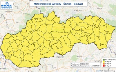 SHMÚ: Сильні шторми загрожують усій Словаччині, вони можуть спричинити повені 