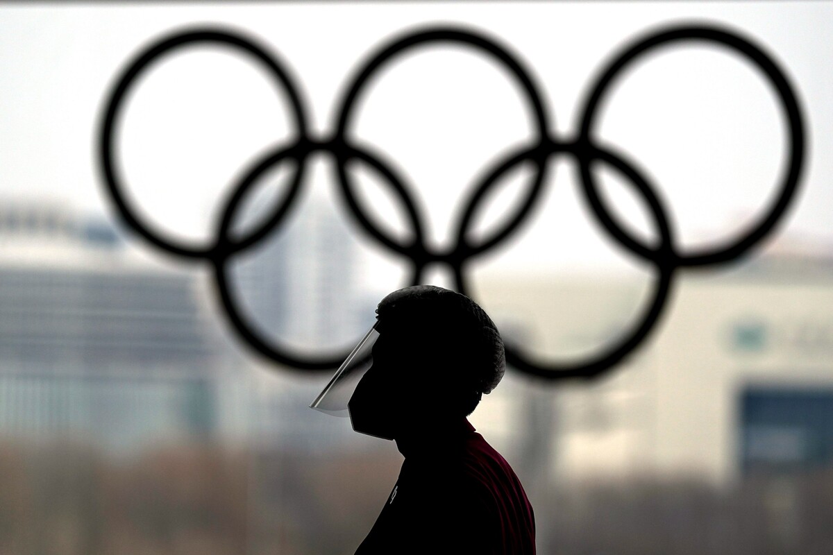 Príprava zimných olympijských hier v Pekingu, záber z novinárskeho centra.