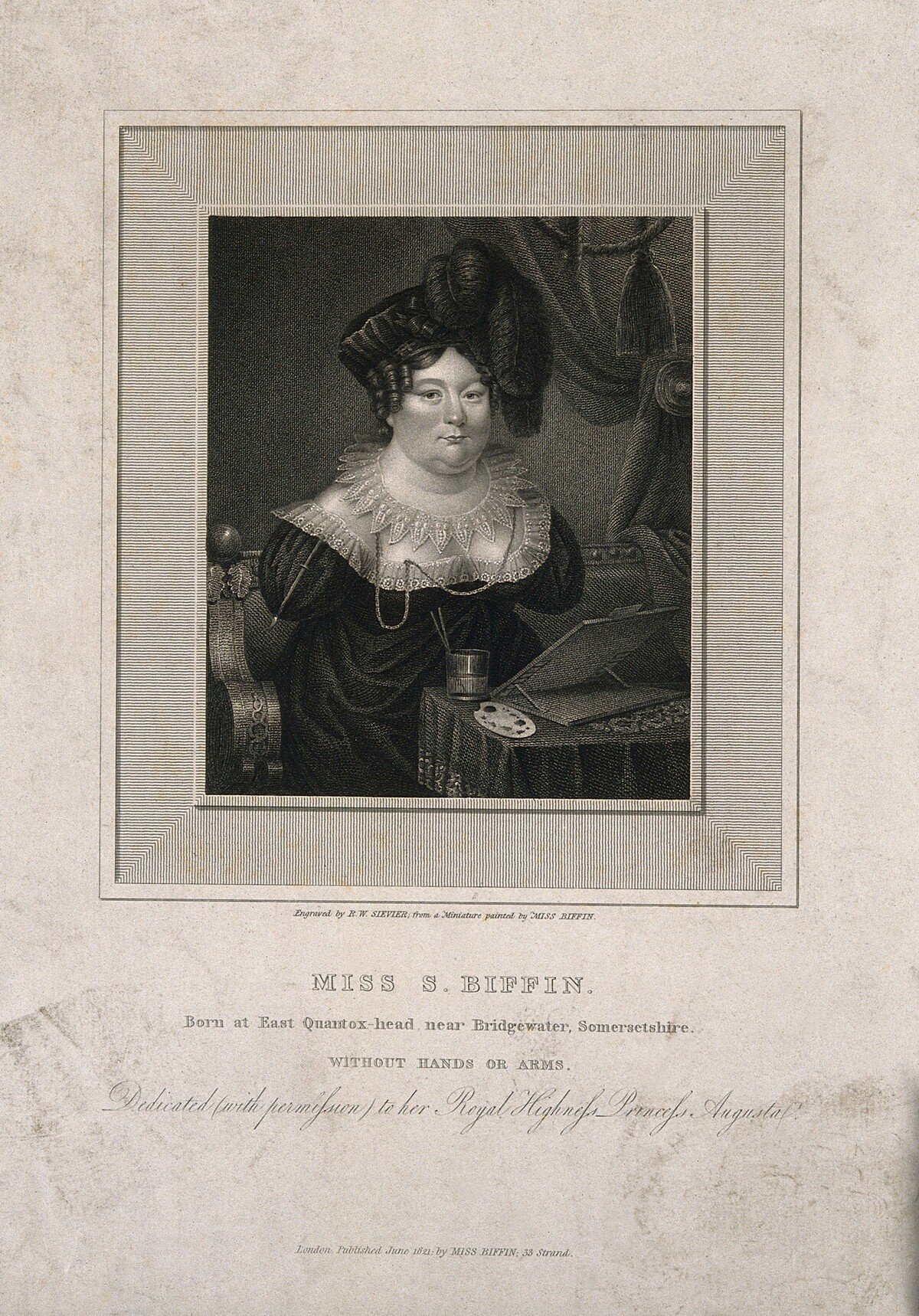 Sarah Biffen, autoportrét z roku 1821.