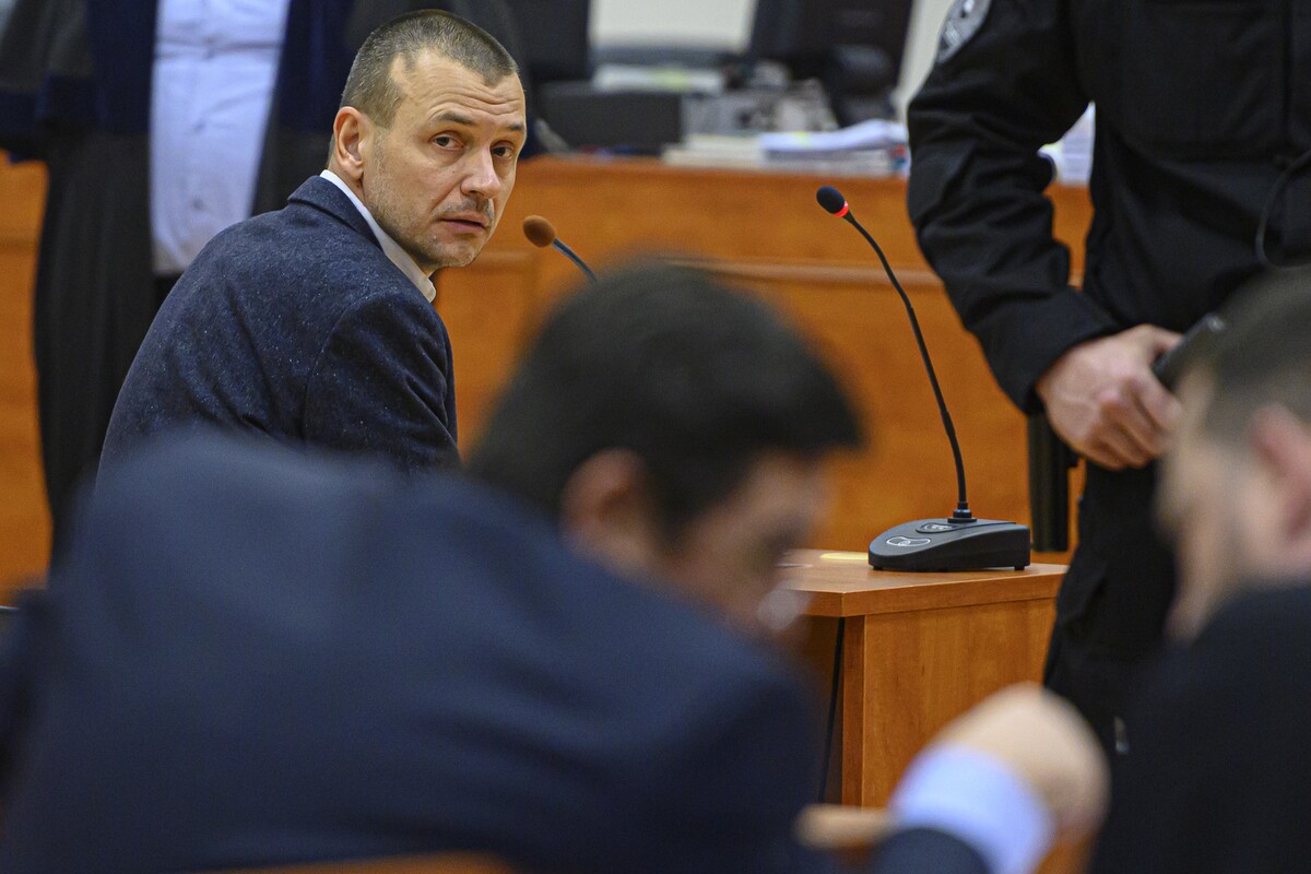 Hlavné pojednávanie v kauze vraždy novinára Jána Kuciaka a jeho snúbenice Martiny Kušnírovej na Špecializovanom trestnom súde v Pezinku 15. januára 2020. Na snímke svedok Peter Tóth.