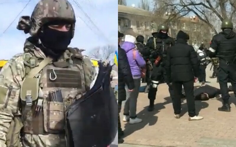 VIDEO: Vo viacerých mestách na Ukrajine sa konali protesty proti okupácii. Ruskí vojaci miestnych buď rozháňali, alebo zatýkali.