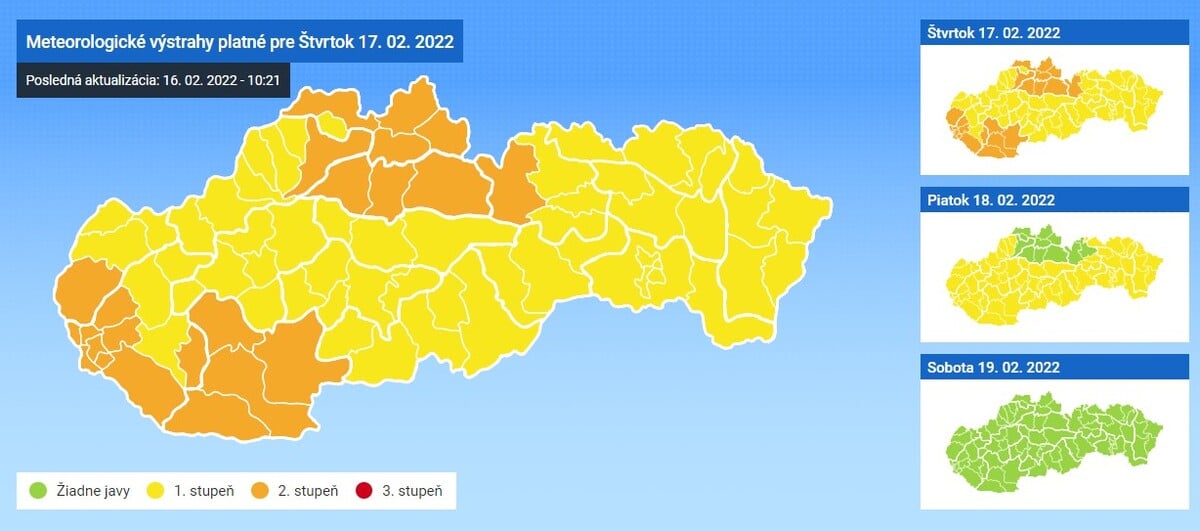 Výstrahy na štvrtok.