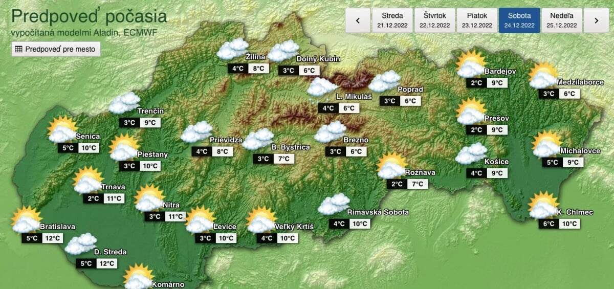 počasie Vianoce Vysoké teploty 