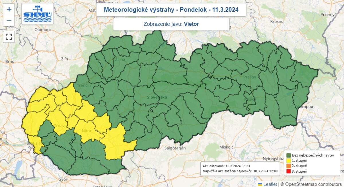 Výstrahy pred vetrom.