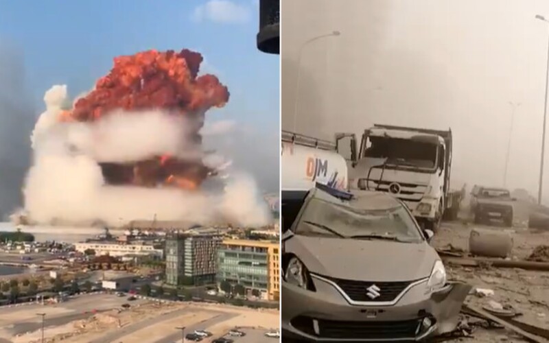 VIDEO: Výbuch skoro jako z atomové bomby. Bejrút pohltila destrukce, někteří explozi natočili z bezprostřední blízkosti.