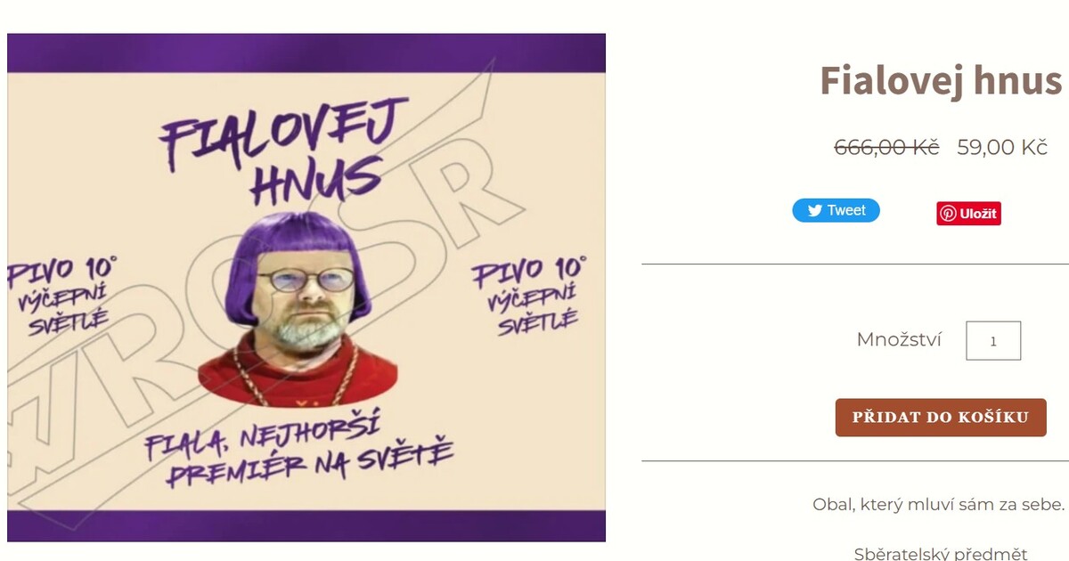 Fialovej hnus v tekuté podobě. Na internetu se prodává pivo dehonestující Petra Fialu