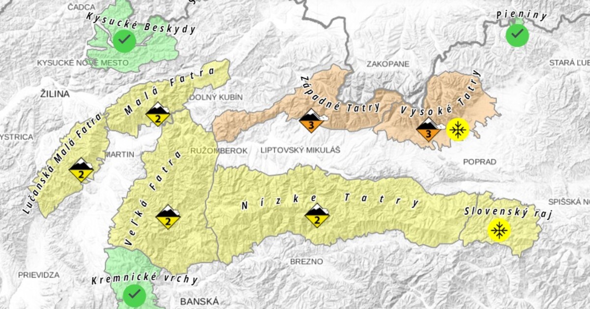 Výstrahy pred lavínovým nebezpečenstvom.