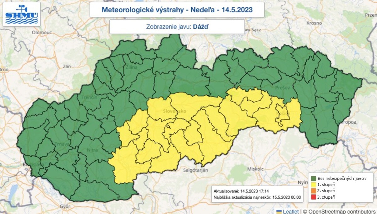 Pršať má do pondelkového poludnia.