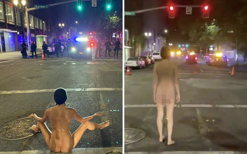Úplne nahá žena vytlačila policajné jednotky z ulice. Demonštranti v USA to vyhlasujú za jej víťazstvo.