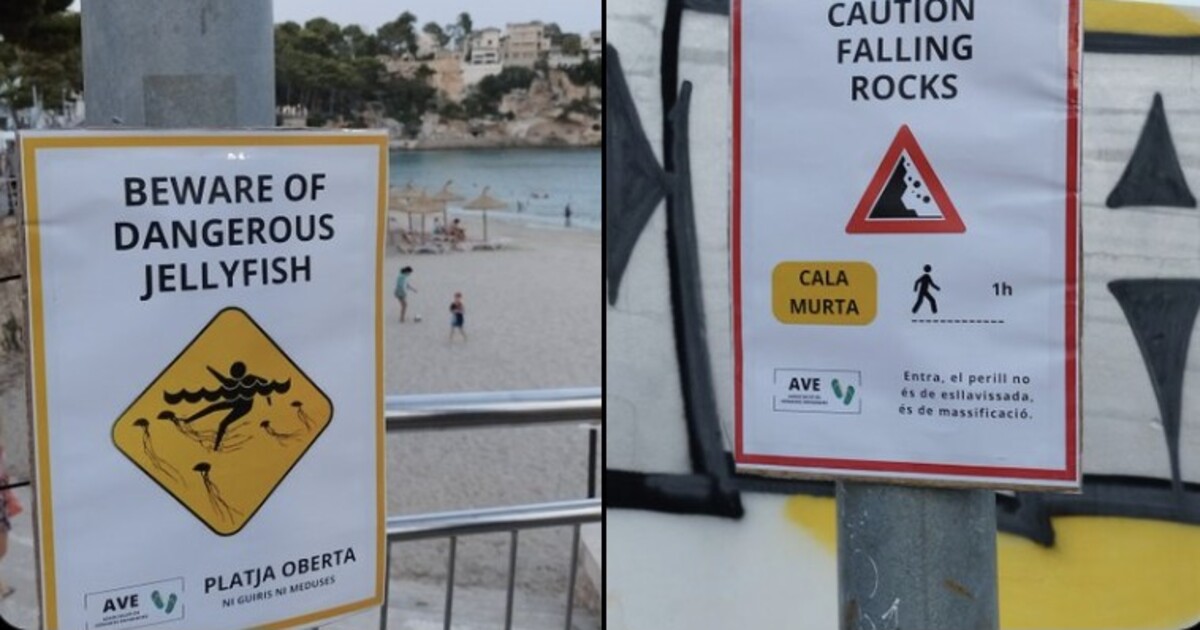Španělé si chrání pláže před turisty. Falešnými cedulemi varují před nebezpečím medúz nebo pádu kamenů