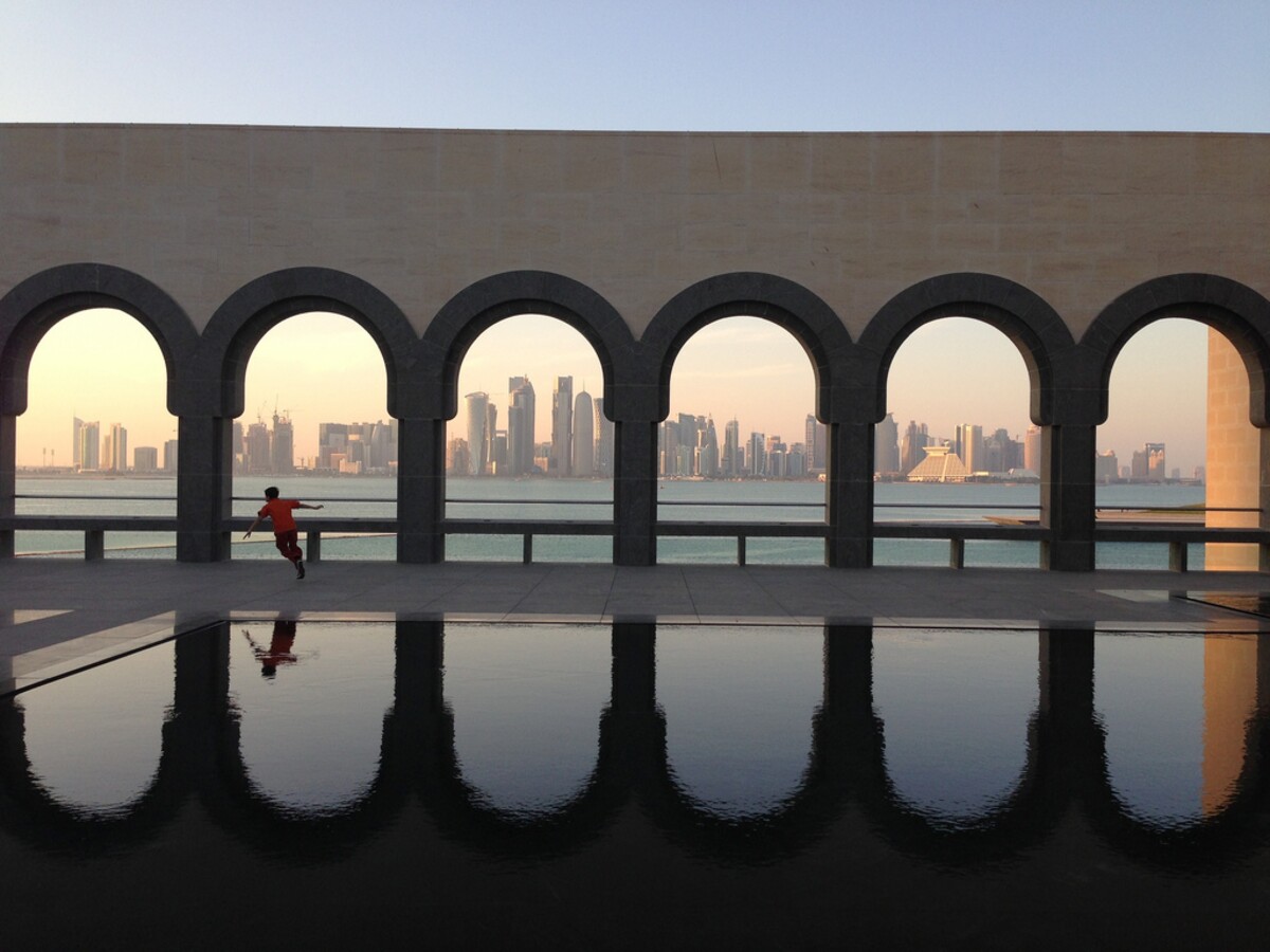 Panorama z Dauhá z Muzea islámského umění.