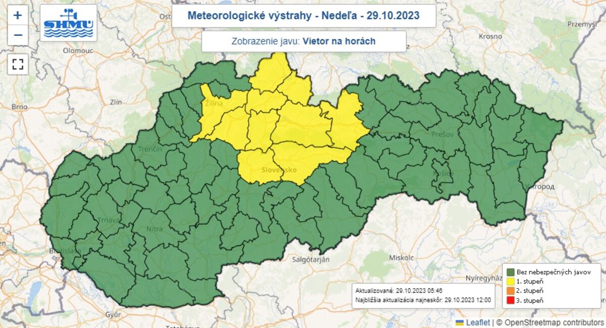 Výstrahy pred vetrom platia od nedeľného večera.