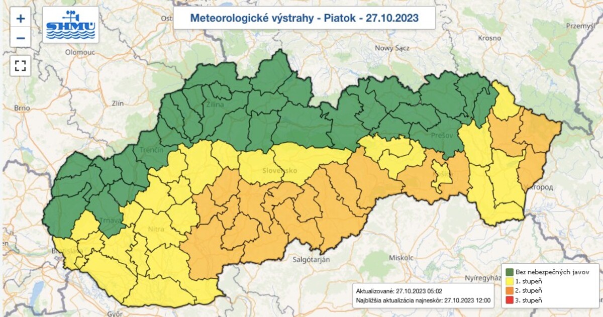 zrážky, mapa, výstrahy