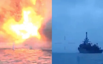 VIDEO: Ukrajina si natočila, jak zasáhla ruskou válečnou loď. Moskva přitom tvrdila, že všechny útoky odrazila.