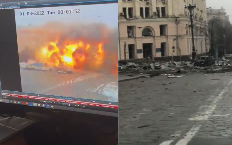 Výbuch v Charkove: videá z bombového útoku pri vládnej budove sú zdrvujúce.
